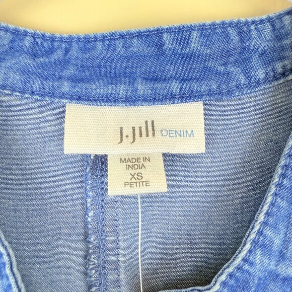 NWT J.Jill Denim Camdenwash Button-Front Soft Breathable Shirt Dress | XS Petite - Picture 6 of 12
